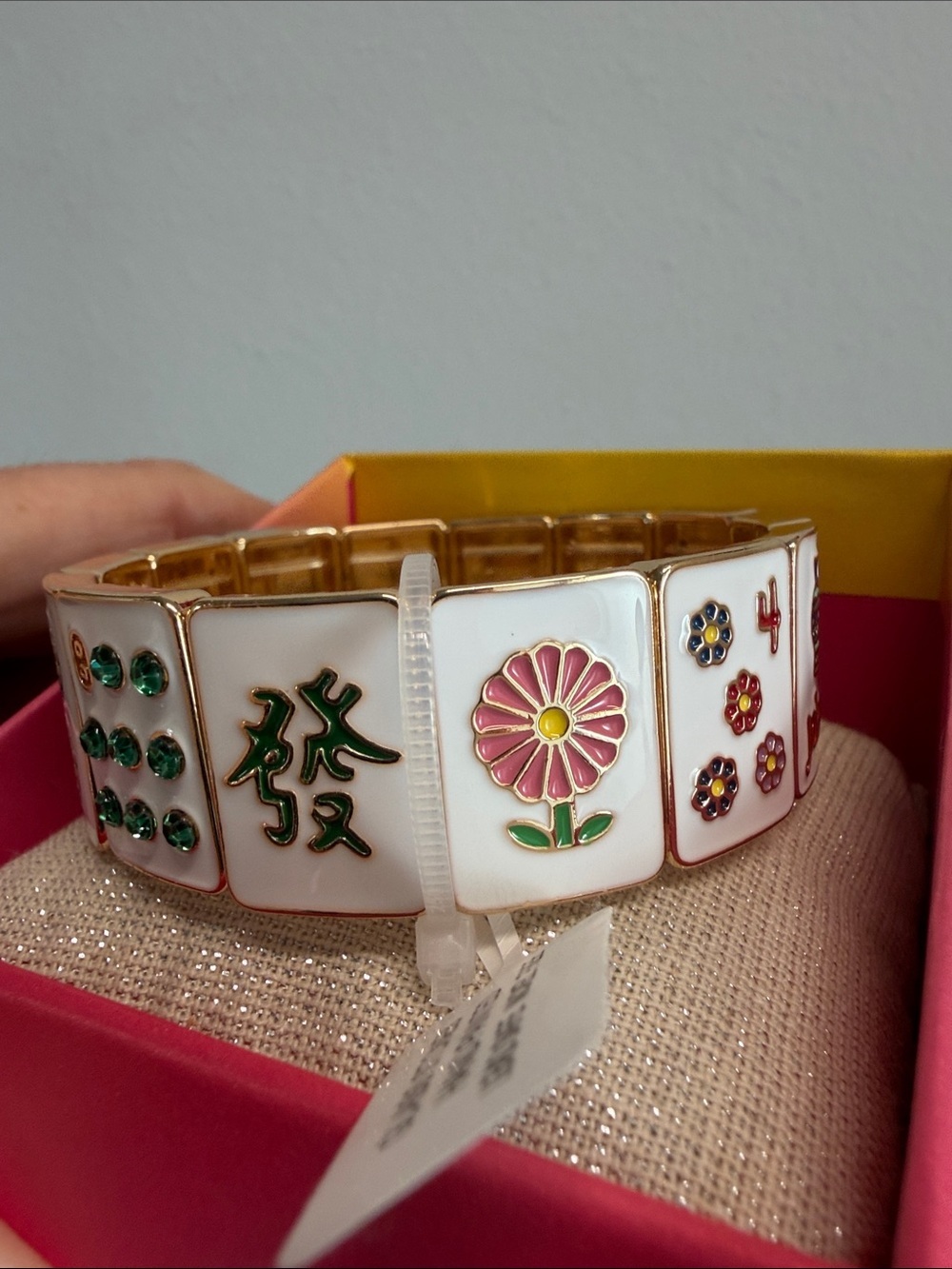 Piper K | Mahjong Tile Charm Stretch Bracelet 🀄️ Hand Painted Glass Stones - Picture 9 of 9